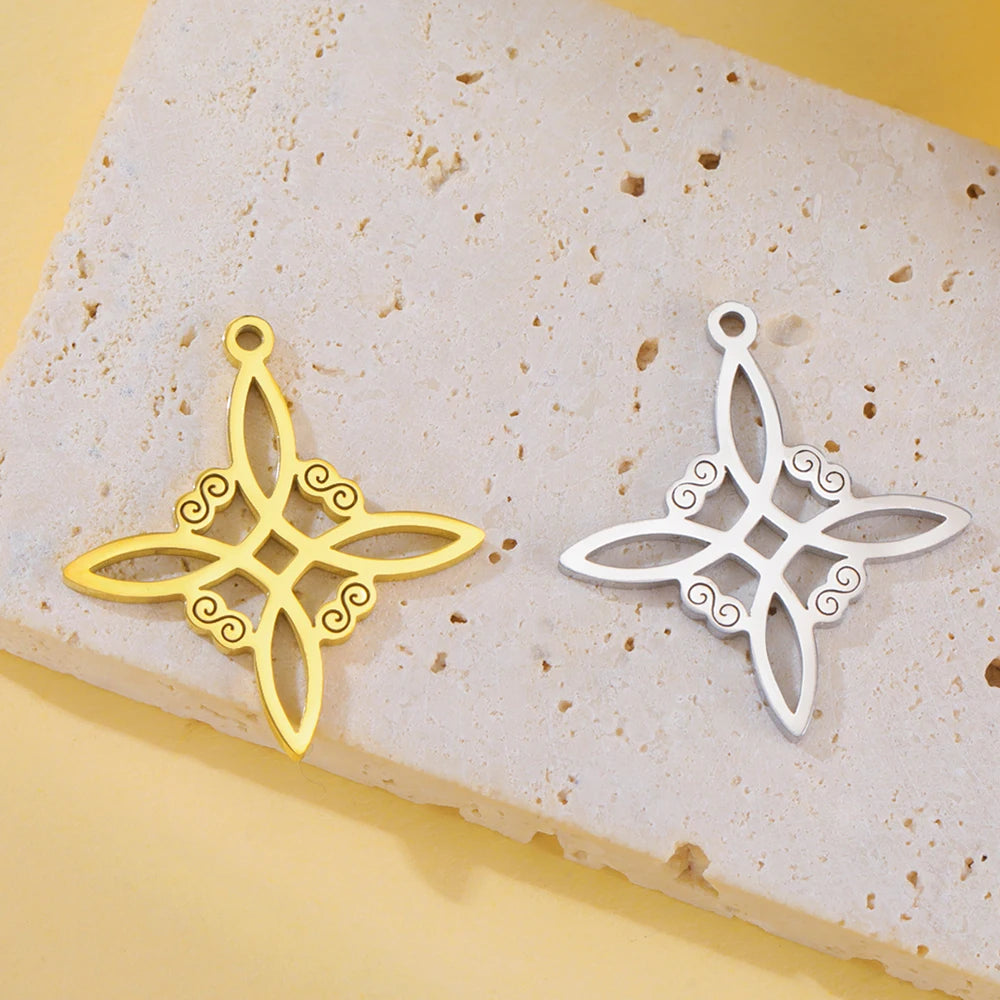 Trinity Witch Knot Charm Pendant — Steel