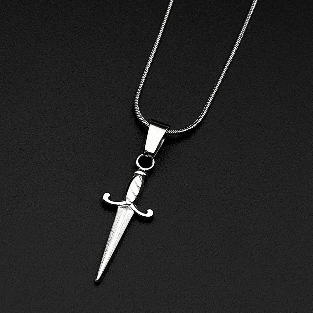 Punk Rock Sword Cross Pendant Necklaces Retro Gothic Knife Necklace Hip Hop Rapper Simple Jewelry For Women Men Gifts