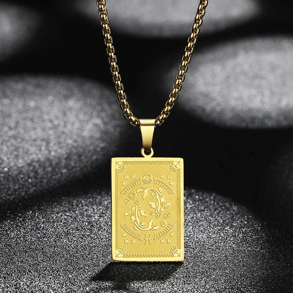 Zodiac Sign Capricorn Pendant Necklace for Women Men 12 Constellation Jewelry Choker Charm Chain Birthday Gift Female Collar