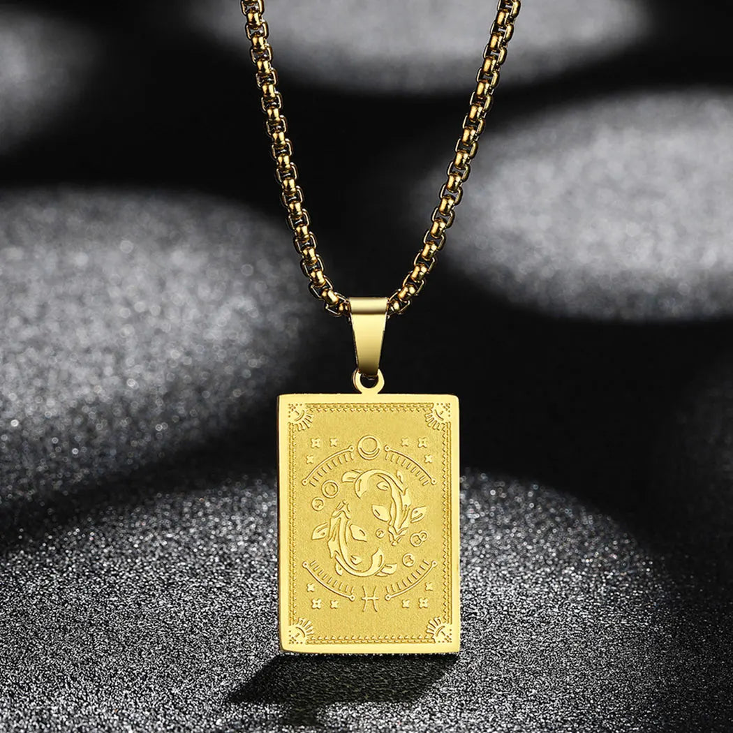 Zodiac Sign Capricorn Pendant Necklace for Women Men 12 Constellation Jewelry Choker Charm Chain Birthday Gift Female Collar
