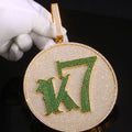 Iced Out Letter Pendant Necklace Disc CZ