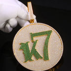 Iced Out Letter Pendant Necklace Disc CZ