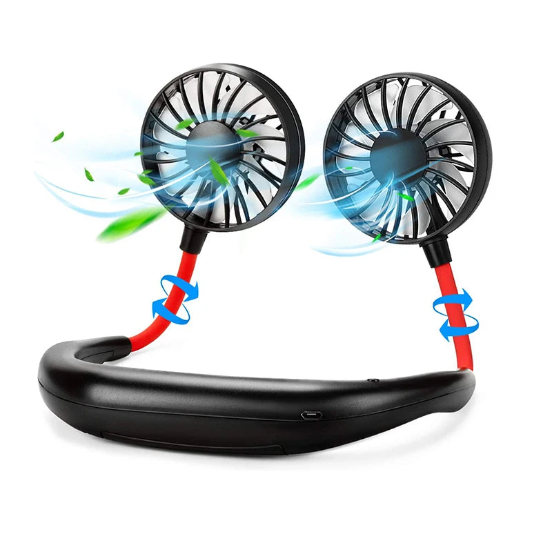 High Quality Headphone Design Hand Free Traveling Outdoor Portable Usb Rechargeable Led Neck Fan Mini Handheld Fan