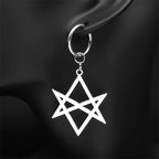 Hexagram Silver Hoop Earrings — Stainless Steel