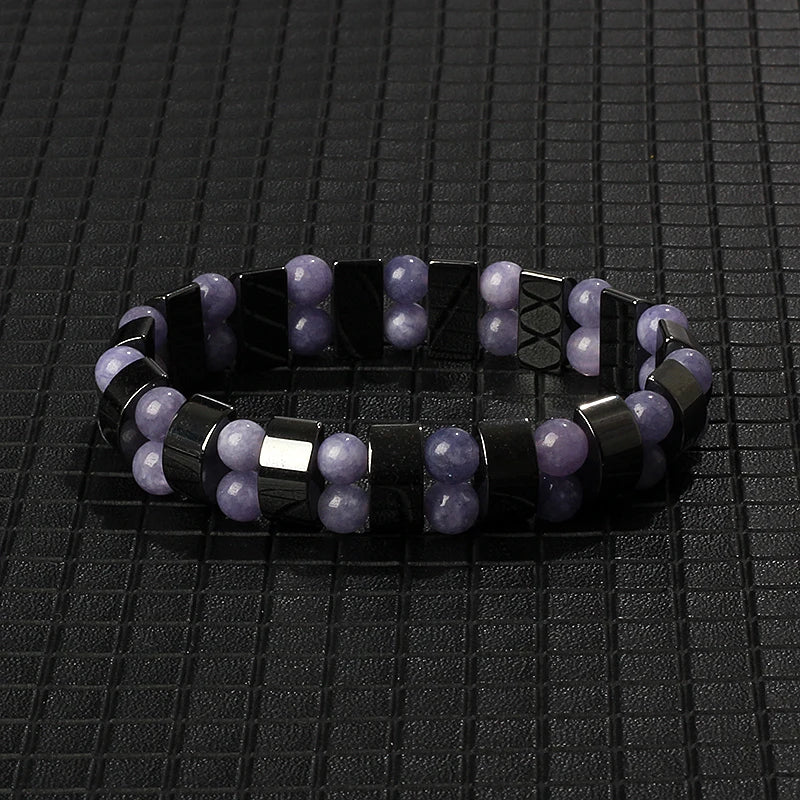 Hematite Therapy Stretch Bracelet — Mixed Metal