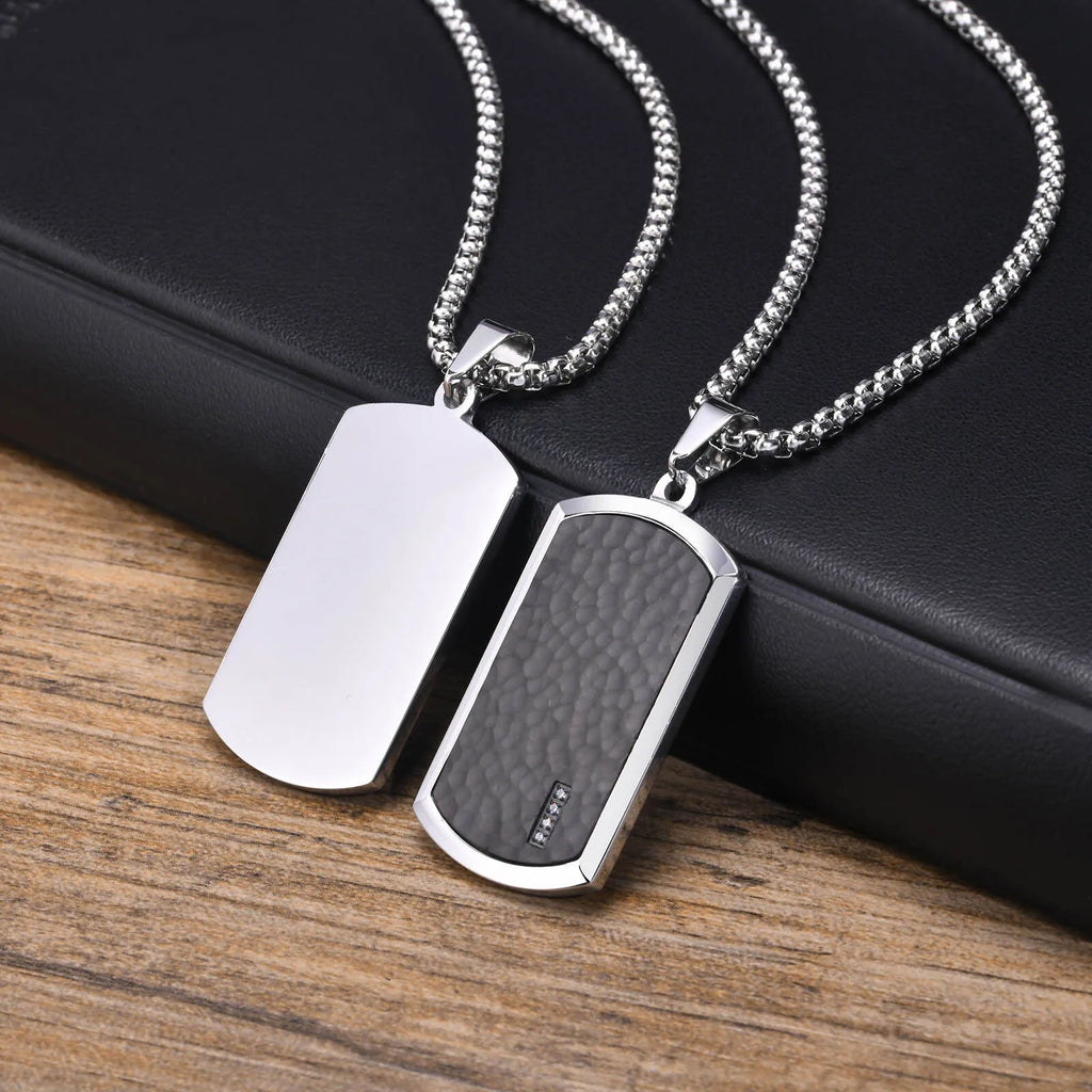 Dog Tag Pendant Necklace — Stainless Steel