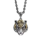 Domineering Tiger Head Pendant Men\\\'s Fashion Animal Tiger Necklace Punk Hip-Hop Trend Casual Jewelry Boyfriend Gift