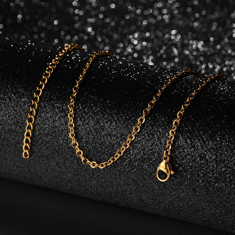 50cm New Fashion Stainless Steel Chain 1.2-3mm Silver Color Rose Gold Necklace Jewelry Vacuum Plating Accessories Chokers Collar