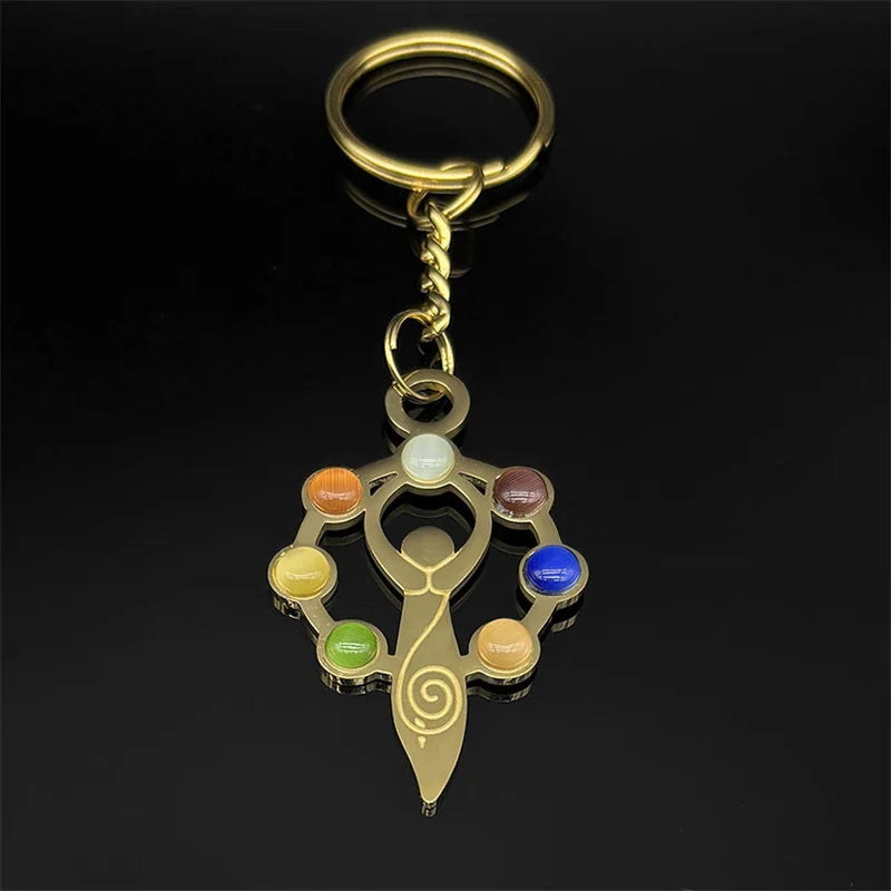 Key Gold Chain Chakra Stone Yoga Reiki Spiritual
