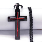 Catholic Open Cross Rhinestone Pendant Necklace — Stainless Steel