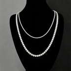 FEOBUR 3/4/5mm Real Moissanite Tennis Necklace for Women Men S925 Silver Certified Full Diamond Neck Chains Trendy