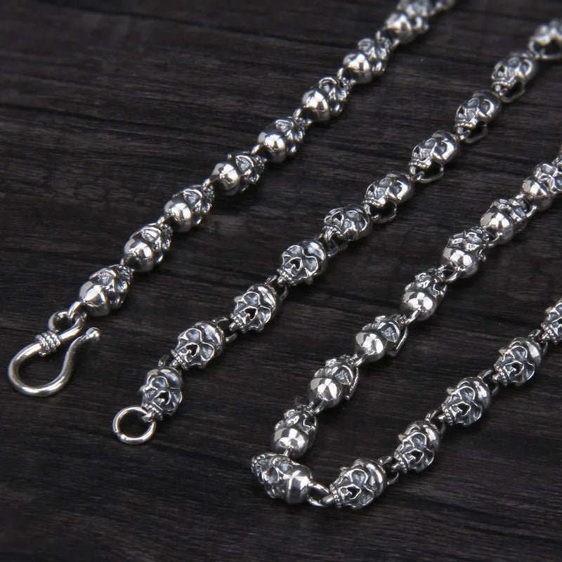Vintage Skull 925 Silver Pendant Necklace
