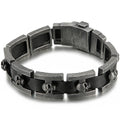 Punk Gothic Men's Skull Bracelet Distressed 316L Stainless Steel & Leather Wrap Bracelet for Men With Watch Strap Clasp