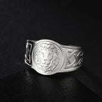 My Shape Lion Rings for Men Punk Celtics Knot Animals Resizable Stainless Steel Finger Ring Nordic Vintage Jewelry