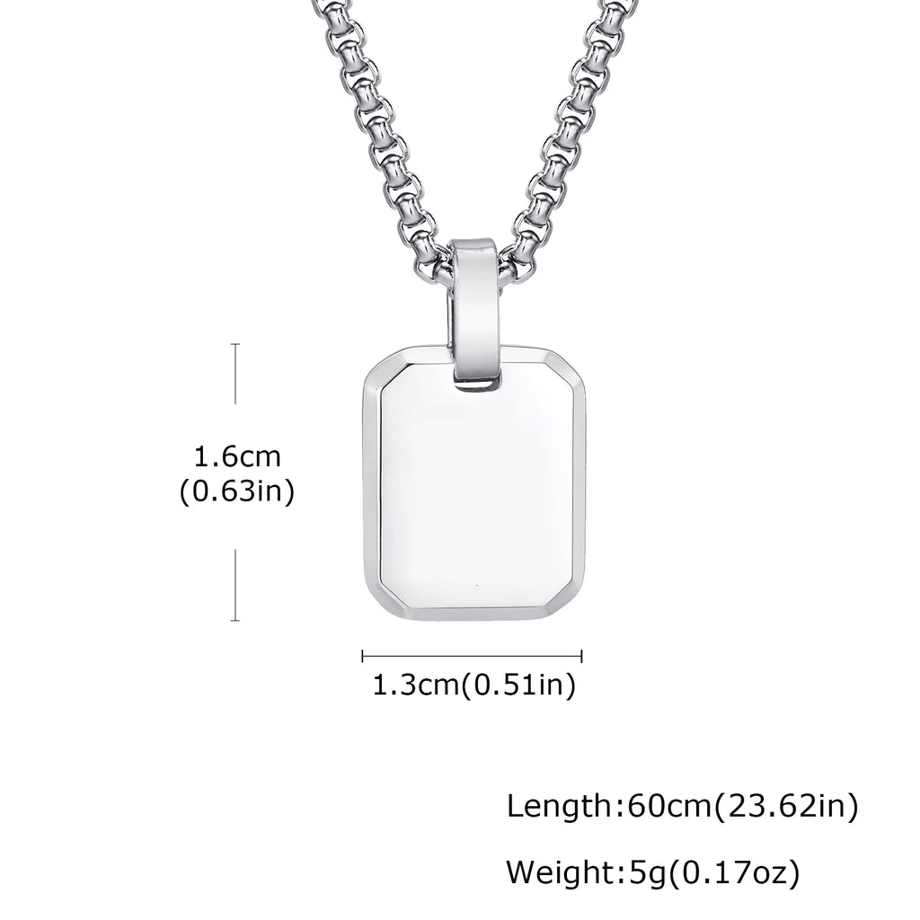 Men's Silver Color Geometric Pendant Necklace, Non Fading Stainless Steel Compass Necklace with Chain, Stylish Jewelry