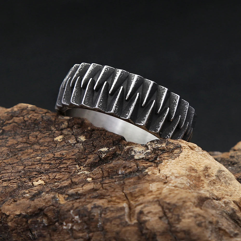 Geometric Gear Ring — Stainless Steel