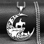 Western Cowboy Horse Cow Ranch Pendant Necklace — Stainless Steel