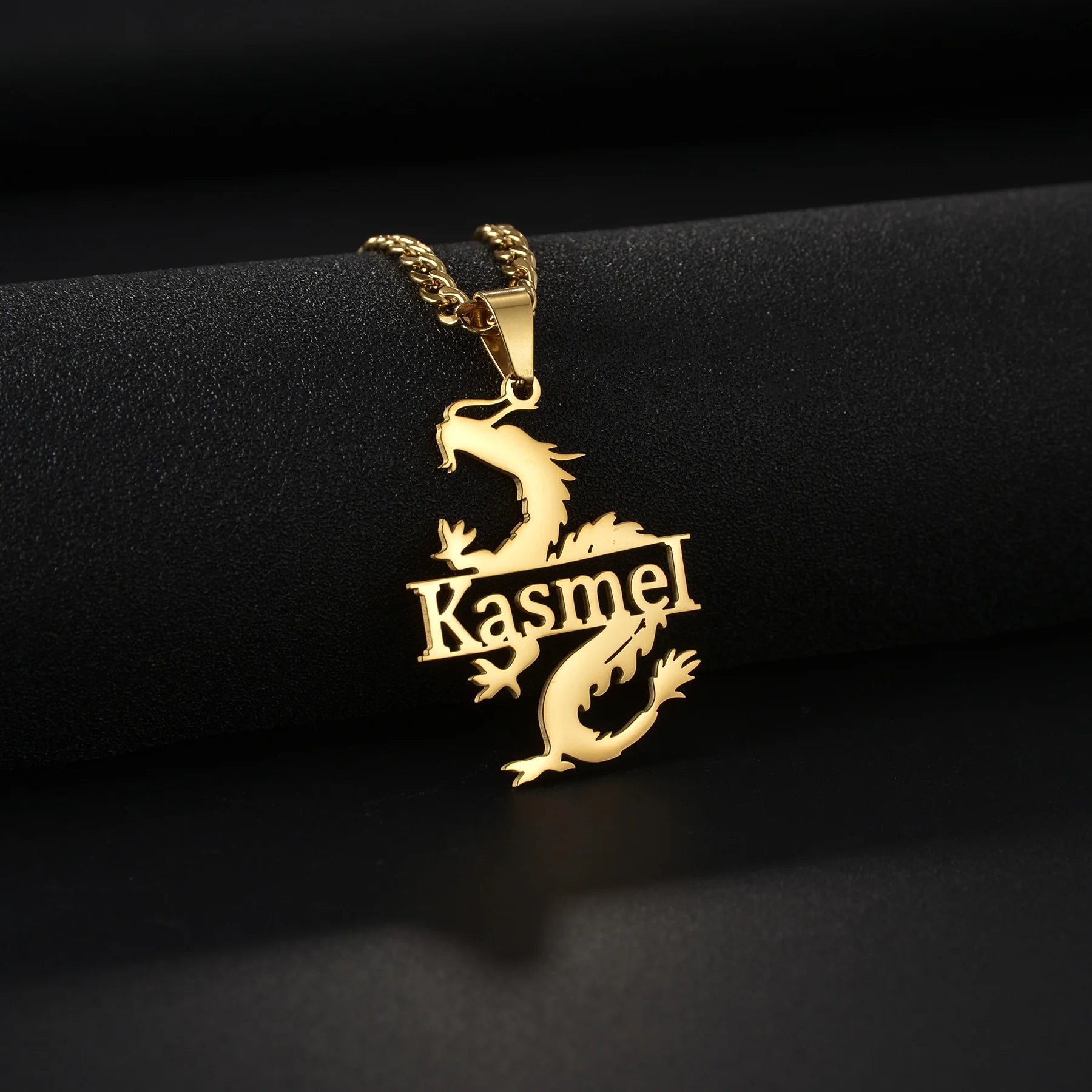 Atoztide Personalized Customized Brand Logo Names Pendant Necklace Stainless Steel Thick Chain for Men Women Jewelry