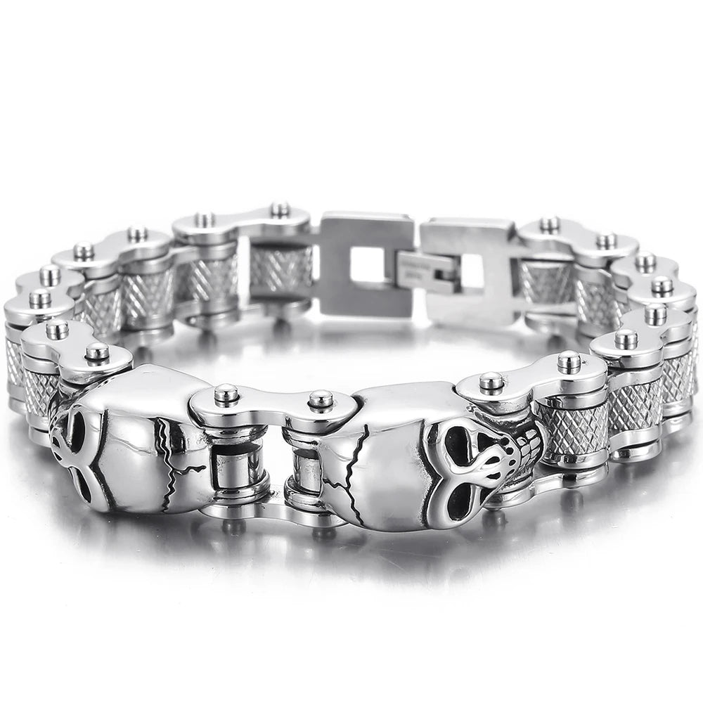 Gothic Skull Lion Head Charm Bracelet for Man 13/18MM Stainless Steel Hand Chain Mens Motorcycle Bike Chain Bracelets