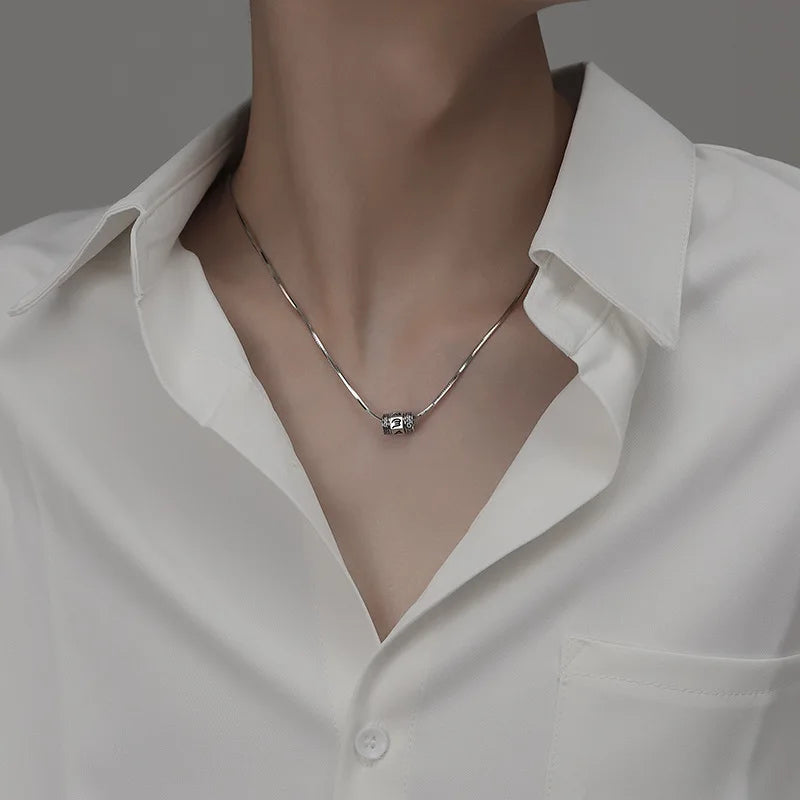 Ethnic Style Rotatable Six Syllable Mantra Bead Pendant Necklace For Men Women Jewelry Fashion S925 Chain Necklace Male Gift