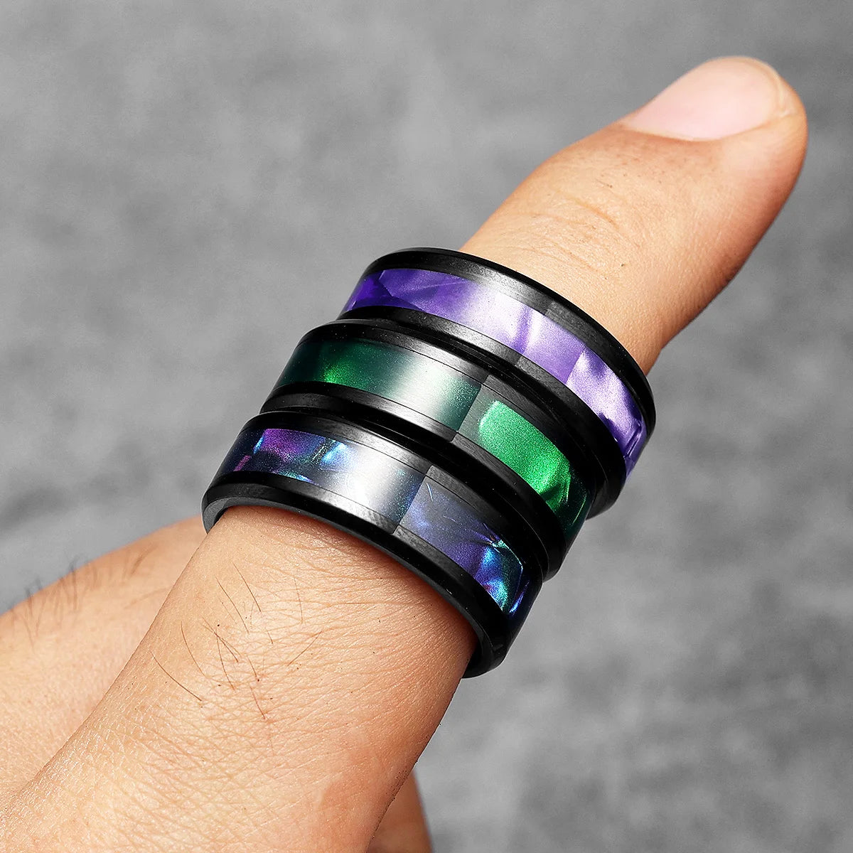 Black Aurora Ring Stainless Steel