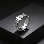 Hammered Jigsaw Puzzle Ring for Men — Stainless Steel