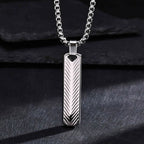 Vnox Mens Silver Color Bar Necklaces, Geometric Stainless Steel Pendant with Box Chain, Minimalst Metal Jewelry Gift