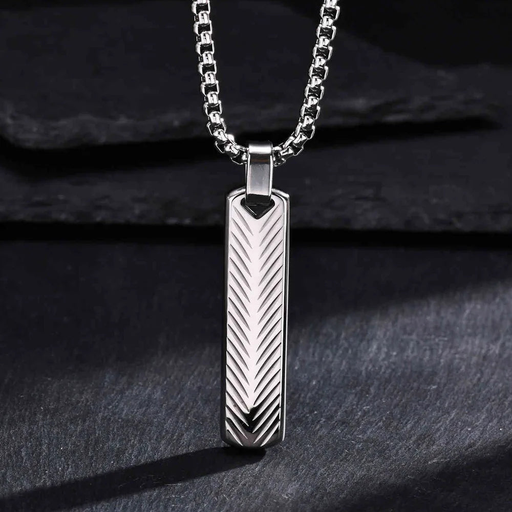 Vnox Mens Silver Color Bar Necklaces, Geometric Stainless Steel Pendant with Box Chain, Minimalst Metal Jewelry Gift