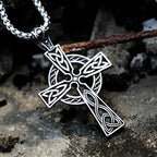 Viking Disc Cross Pendant — Stainless Steel