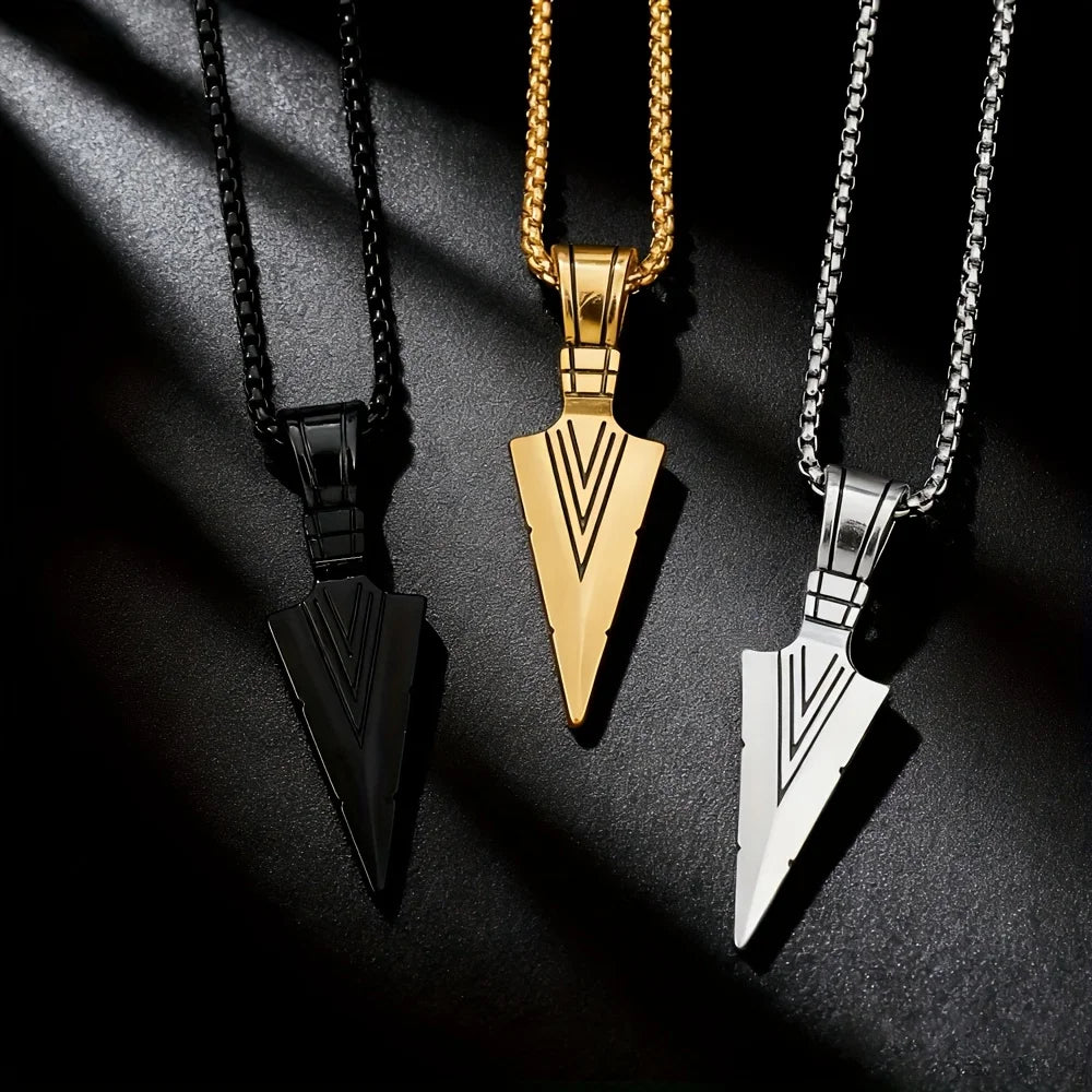 Minimalist Arrow Pendant Necklace — Gold, Silver, Black