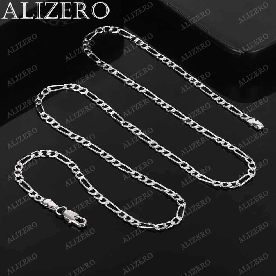 Wholesale 925 Sterling Silver Necklace 2/4/6/8/10/12MM Width 40-75cm Figaro Chain Lobster Clasp Men Women Engagement Jewelry