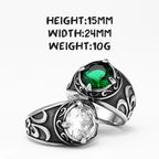 Gemstone Carved Ring — Stainless Steel