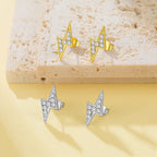 Cazador Lightning Stud Earrings for Men Stainless Steel Clear Zircon Waterproof Women's Earrings Trendy Couple Gifts Jewelry