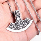Retro Slavic Perun Axe Pendant Necklaces For Men Boys Stainless Steel Odin Nordic Viking Sign Necklace Fashion Jewelry Gifts