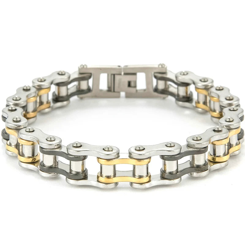 13MM Wide Men's Motorcycle Chain Bracelet Stainless Steel Bicycle Link Design Man Bracelets for Men Punk Rock Jewelry 9