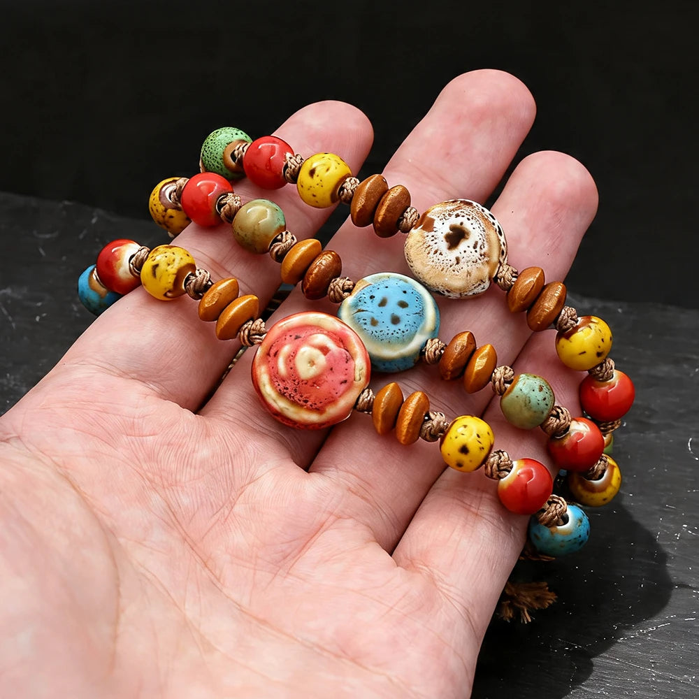 Rope Ceramic Bead Bracelet — Stainless Steel
