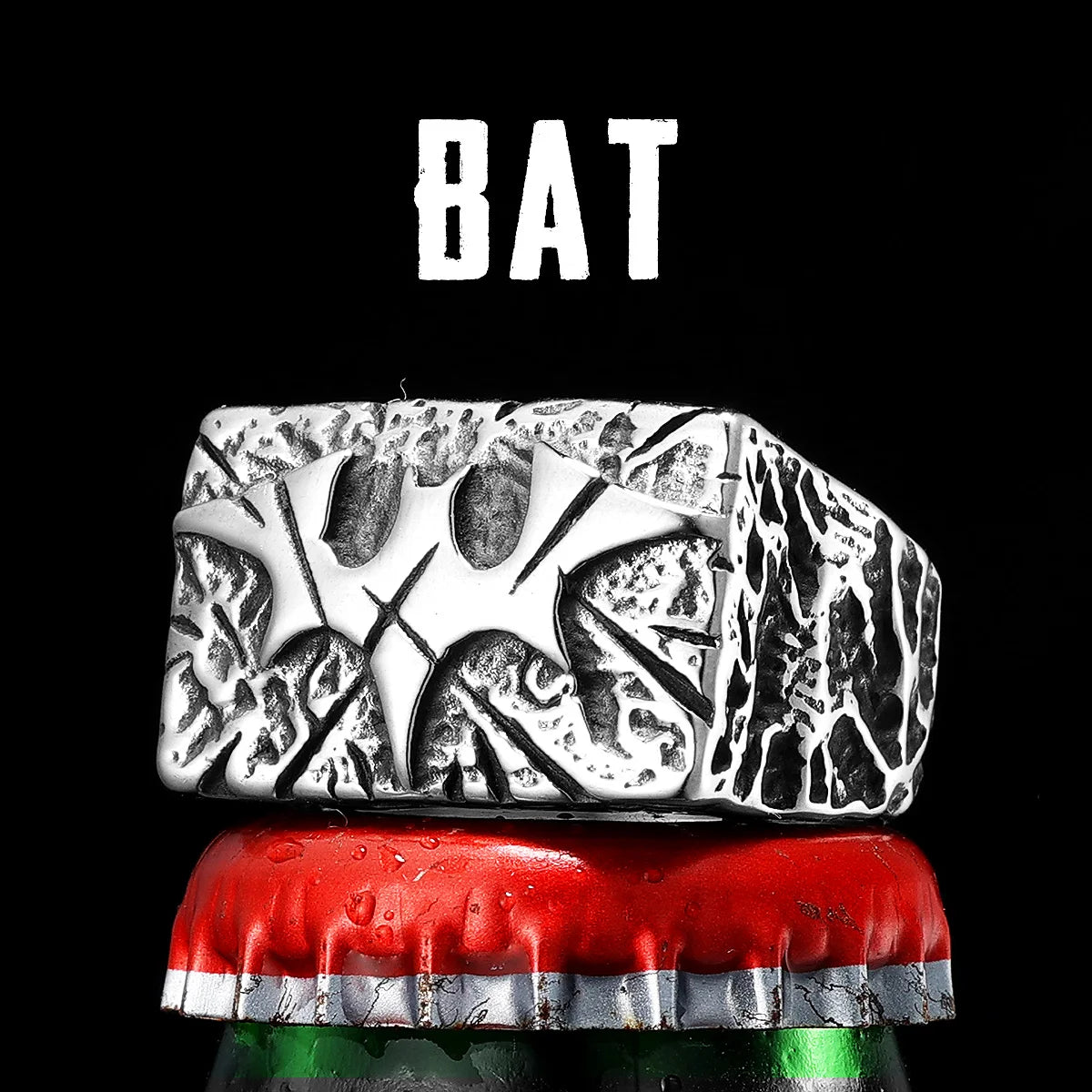 Bat Texture Ring — Stainless Steel