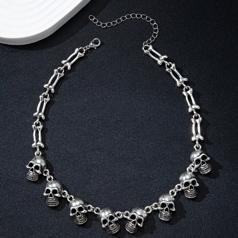 Layered Skull Choker Necklace — Gothic
