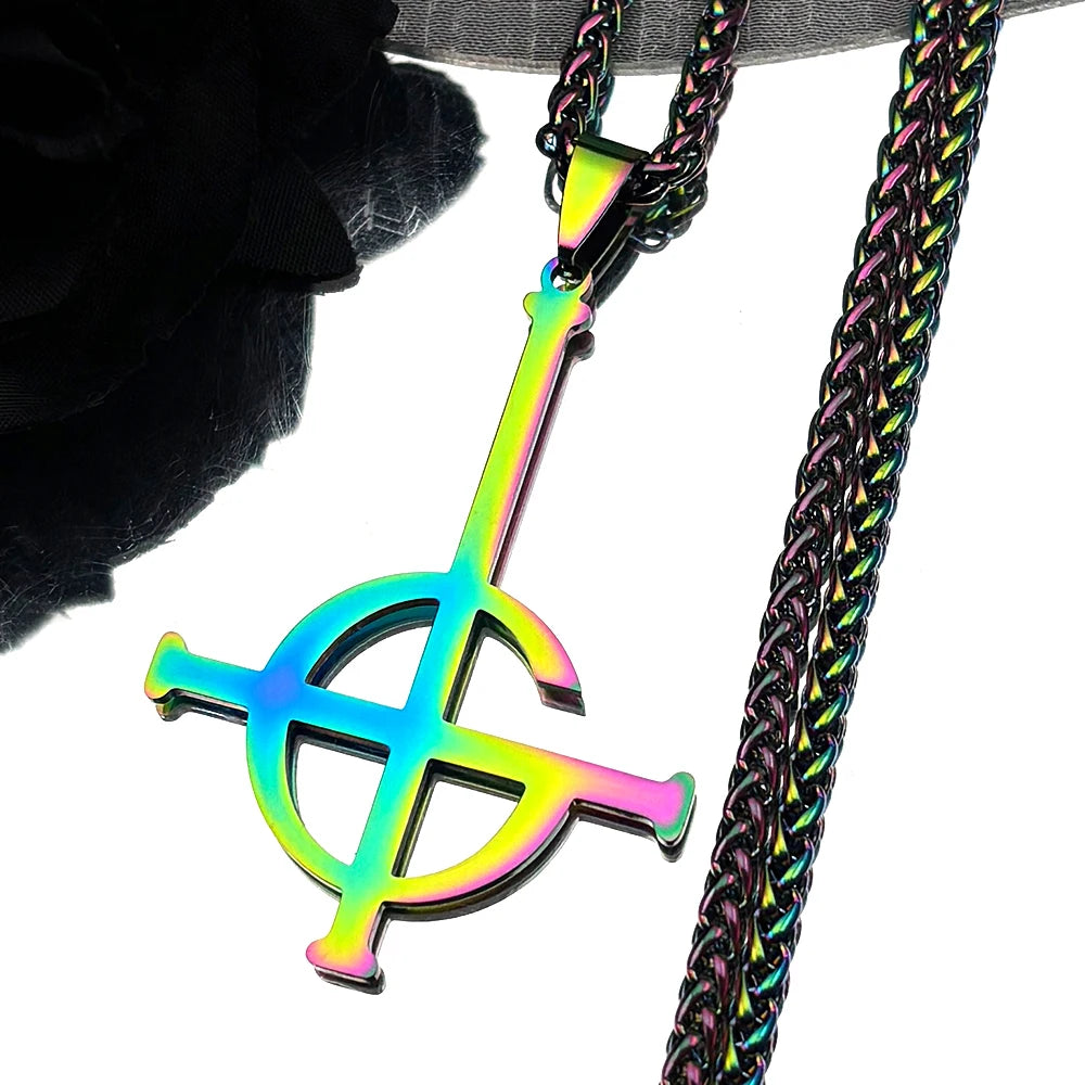 Cross Ghost Band Chain Necklace — Stainless Steel