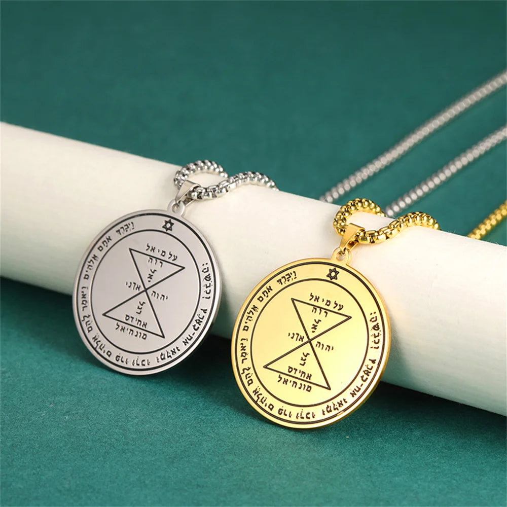 EUEAVAN Key of Solomon Necklace Double Side Third Pentacle of the Venus Protection Love Stainless Steel Necklaces Amulet Jewelry