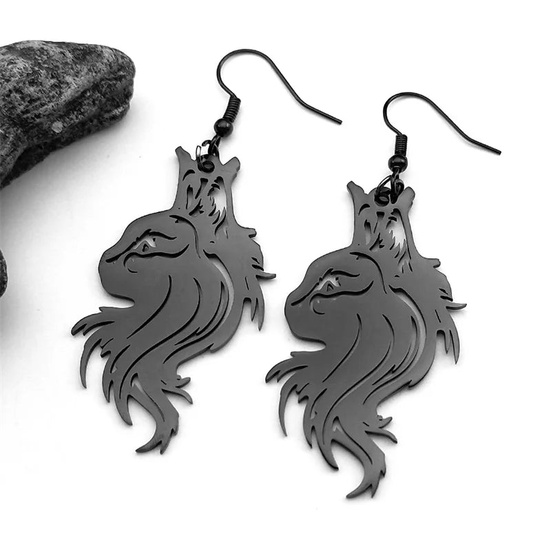 Cat Gold Earrings Cute Hollow Animal Head Drop