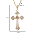 Gold Iced Out Cross Pendant Necklace O-Chain