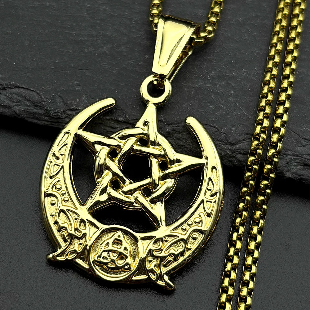 Star Celtic Steel Pendant Vinatge Wicca Triple