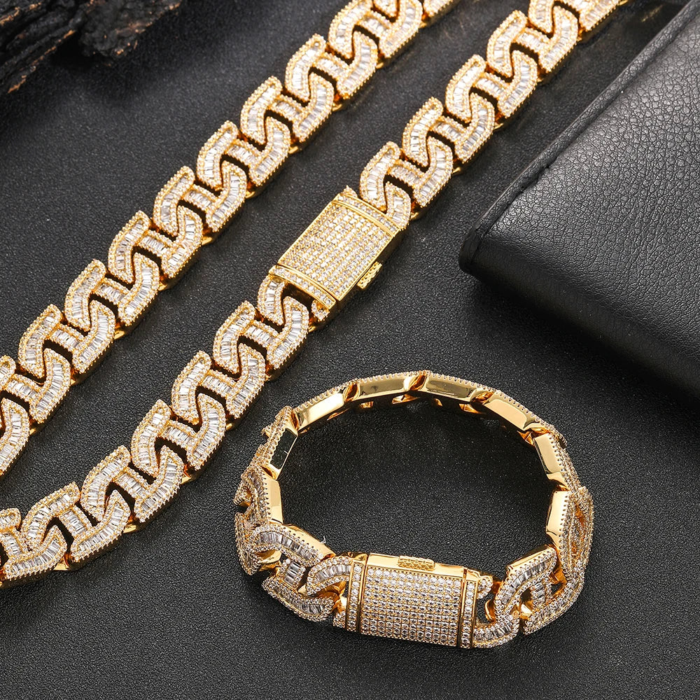 Iced Out Cuban Chain Necklace Stainless Steel 16MM