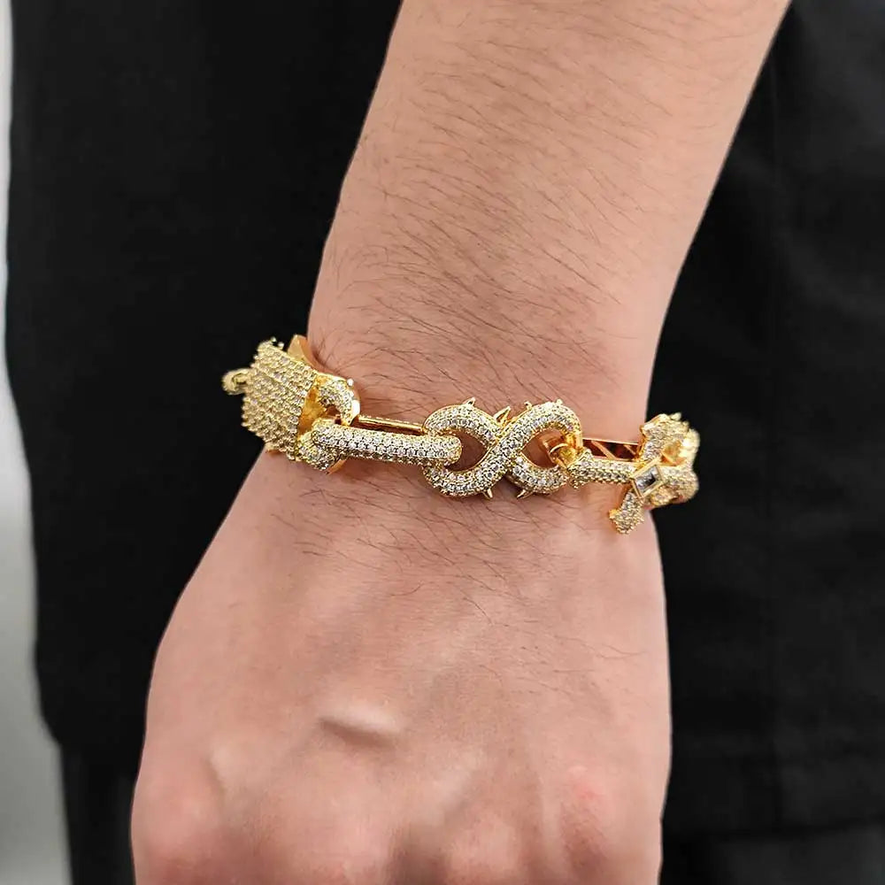 Gold Cross Infinity Cuban Chain Necklace 18MM