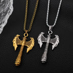 Fashion Axe Pendant Necklace Bronze Silver Axe Viking Pendants Viking Slavic Necklaces Punk Choker Jewelry Wholesale Accessories