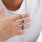 Cross Box Chain Pendant — Silver Stainless