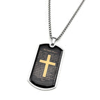 Lord's Prayer Our Father Glass Cross Necklace — Stainless Steel