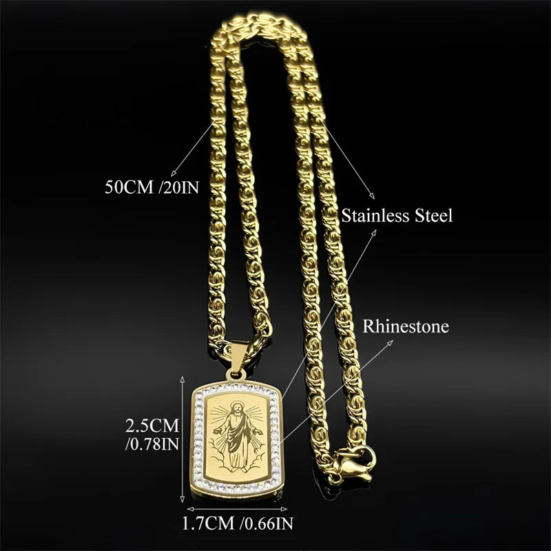 Iced Out Jesus Cross Gold Pendant Necklace
