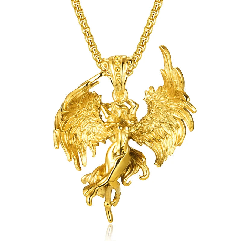 Fallen Angel Satan Stainless Steel Pendant Necklace
